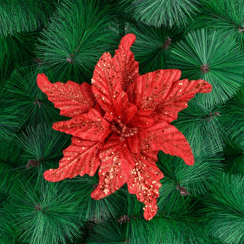 Pure Red Christmas Flower Simulation Plant Branch Branch Christmas Decoration Christmas Tree Decoration Pendant