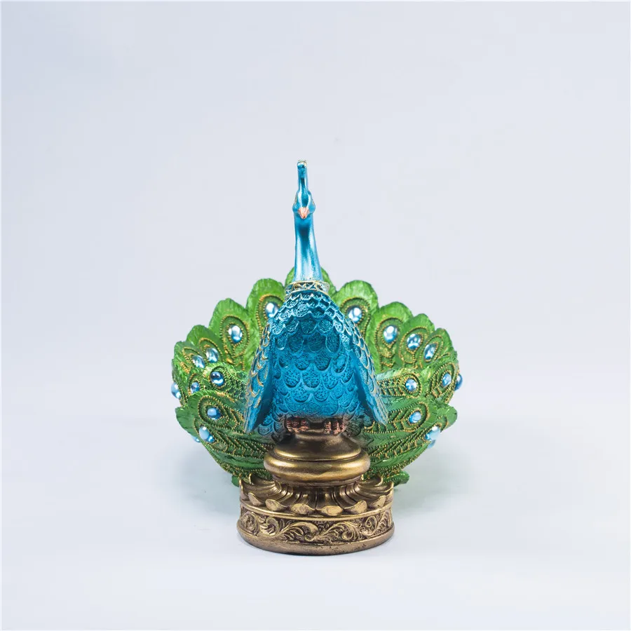 READY TO SHIP GREEN BLUE ANIMAL PEACOCK JEWELRY CANDY KEY FRUIT HOME HOUSE TABLE DECORATIVE STATUE HOLDER BOX SCULPTURE GIFT