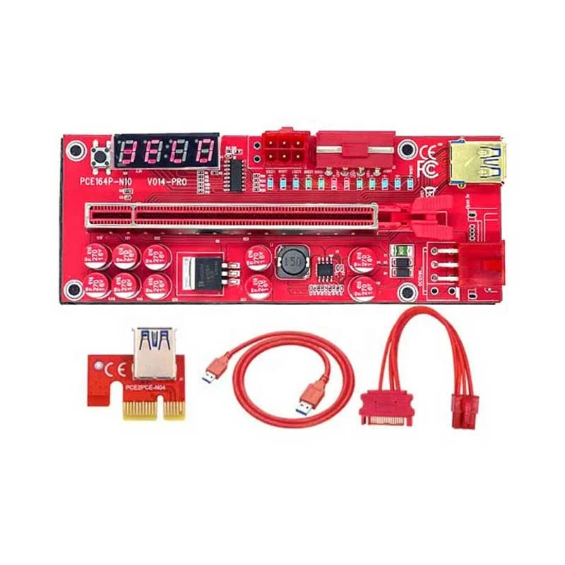 V014 Pro Riser for Video Card Riser PCI Express X16 X1 SATA To 6Pin Power USB 3.0 Cable