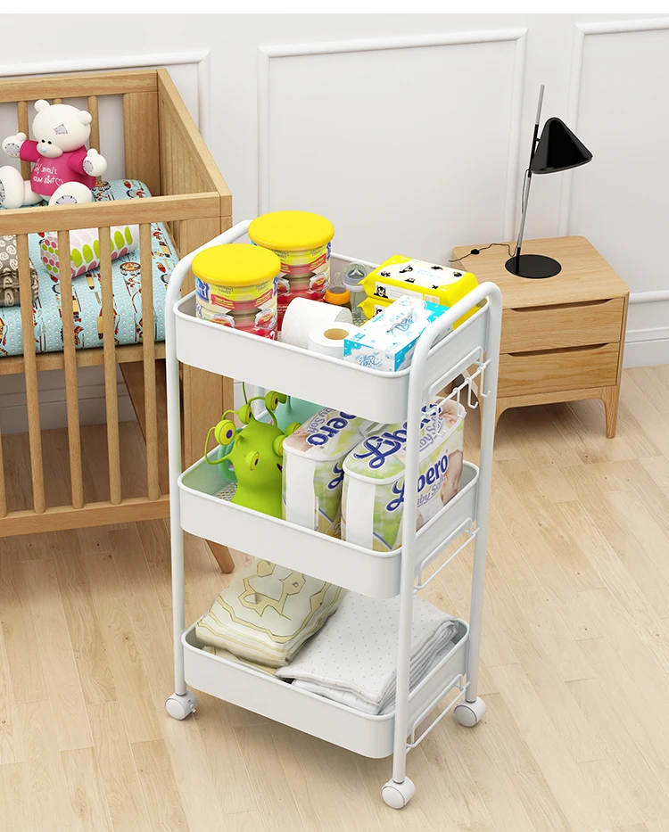 DSH Hot-Selling Metal Moveable Storage Cart Utility Cart With 4 Plastic Wheels