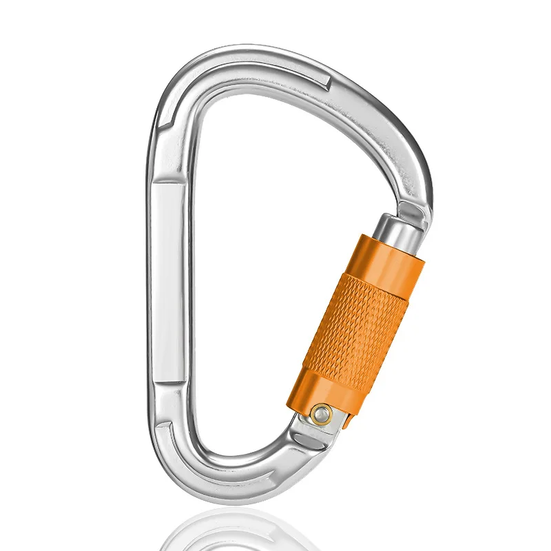 25KN Powerful Aluminum Alloy Climbing Carabiner Aluminium D shape Survival Mountain Rock Climbing Screw Locking Carabiner Hook