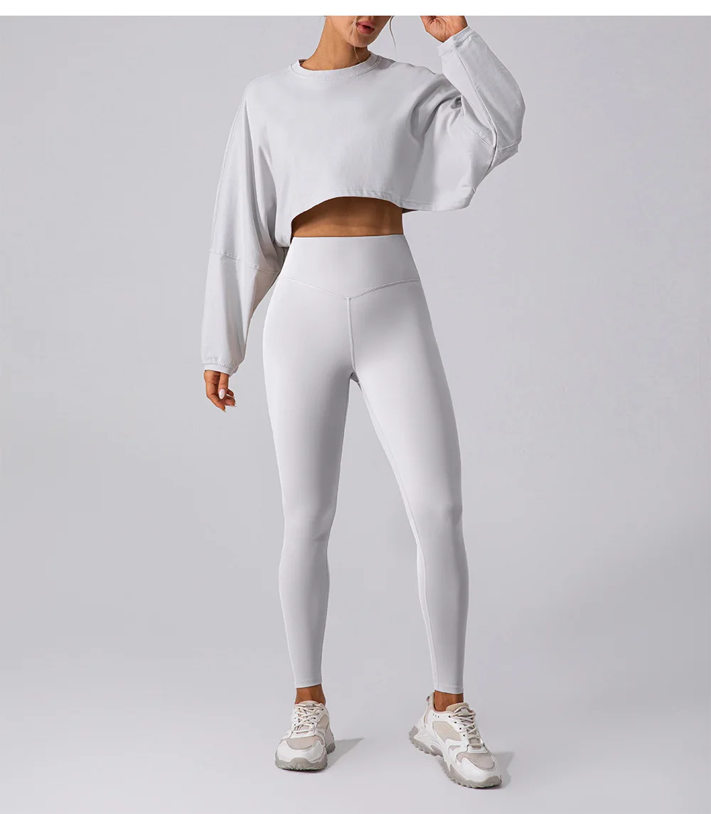 women fashion trendy crop top long sleeve Wholesale Ropa Athleisure Fitness Clothing Gym Clothes Butt Lift Yoga Sets
