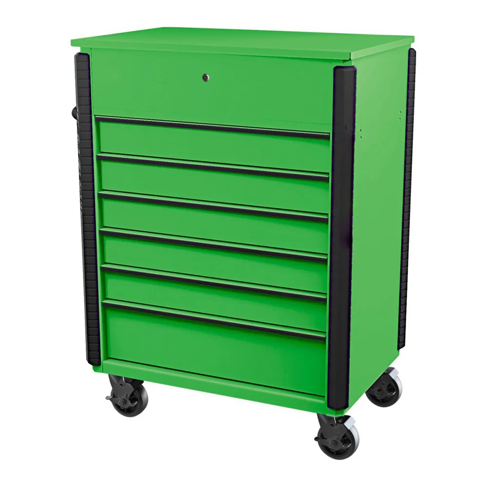 Green Metal Heavy-Duty Tool Cart Garage Roller Cabinet with Powder Coating Finish and Tool Box OEM Customizable