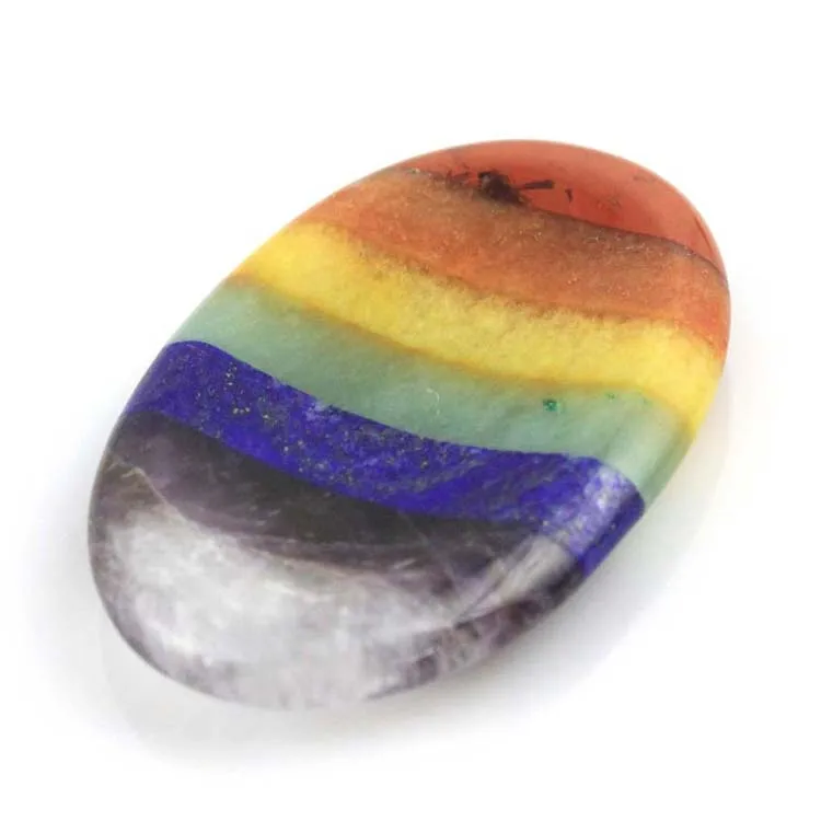 ML Natural 7 Chakra Reiki Crystal Quartz Gemstone Palm Stone Healing Crystal Worry Stone