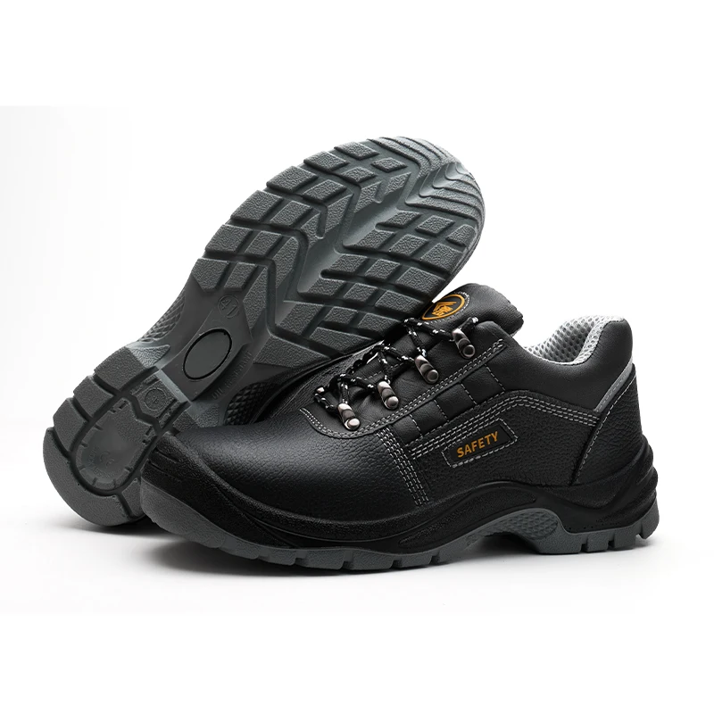 S1P Safety Shoes With Steel toe , low cut safety shoes embossed leather men work shoes with PU outsole
