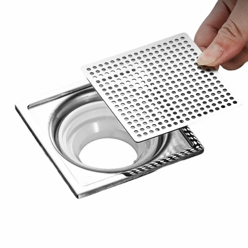 304 Stainless Steel  Net Balcony Bathroom Hair Filter Net Round Square Shower Floor Drain Cover