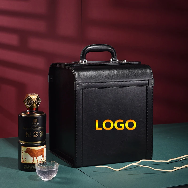 High-End PU Leather Wine Box Wholesale Sale Cheap Price for 2 Bottles for Wooden Box