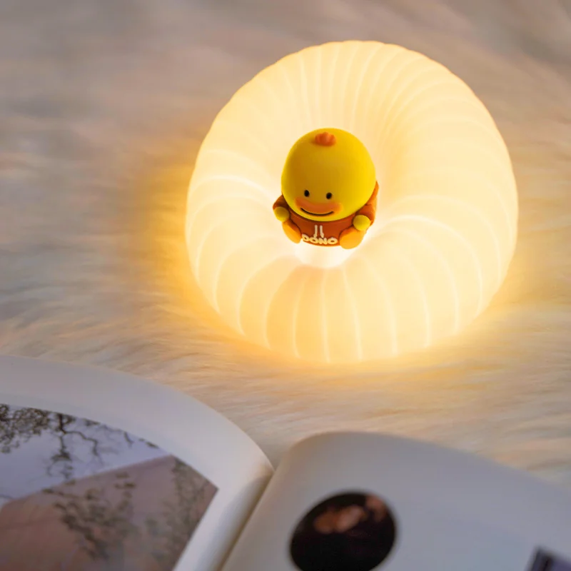ICARER FAMILY Cute Duck Silicon Night Lamp Rechargeable USB Led Silicone Night Light for Children Kids
