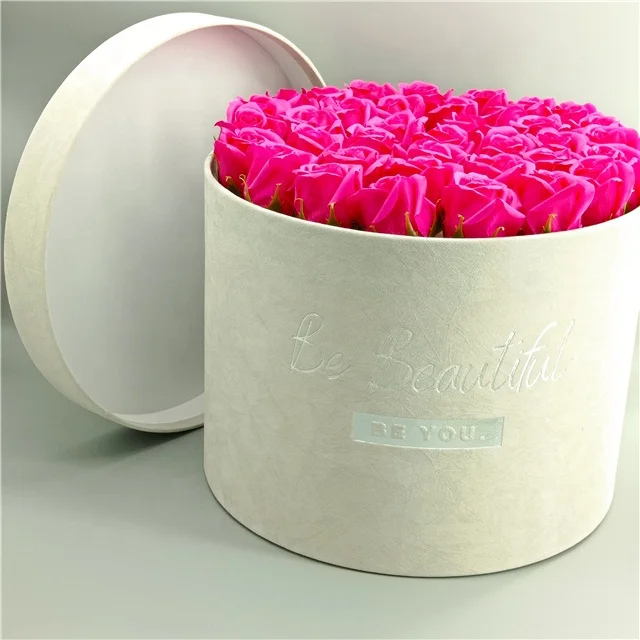 New design flower gift box round packaging luxury round flower box rose gold box mod