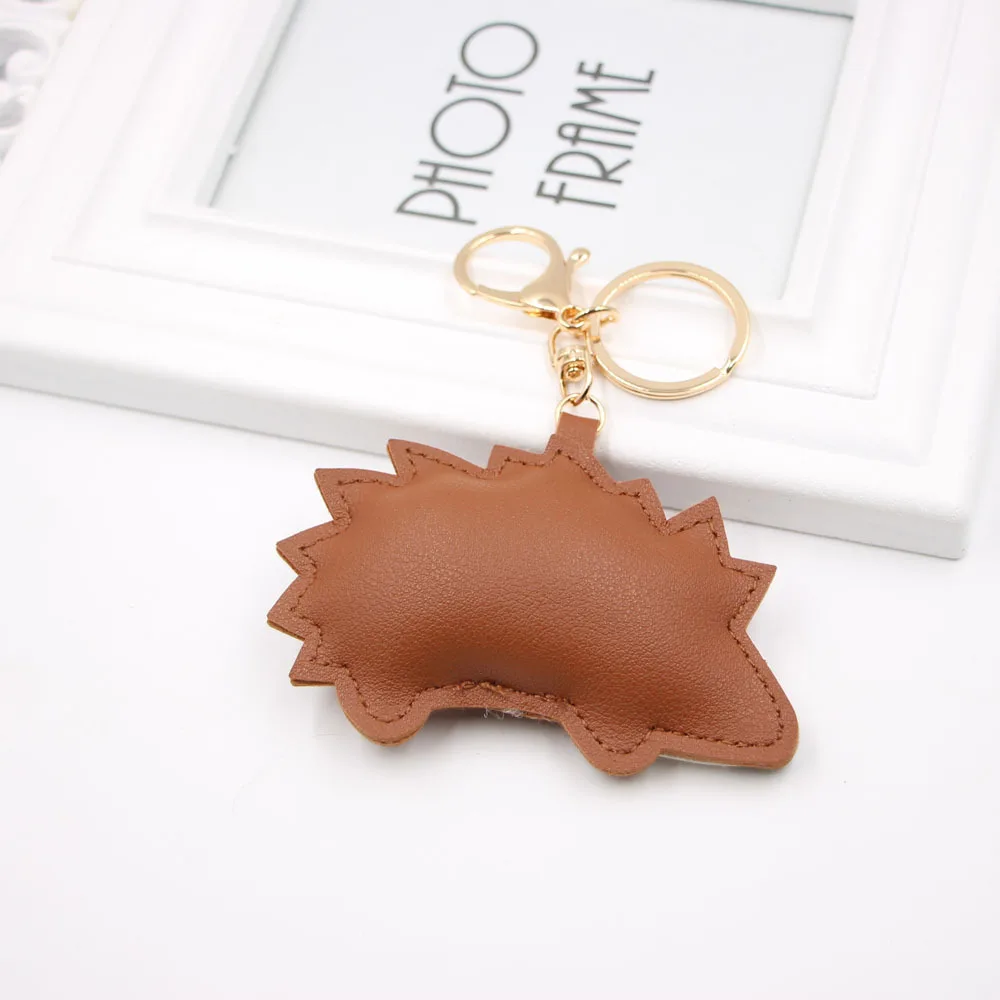PU leather animal hedgehog keychain pendant cute childlike gift keychain cartoon healing pendant small gift