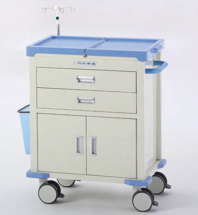 
F-5C2 Cheap Hospital epoxy coated steel emergency trolley medicine trolley 