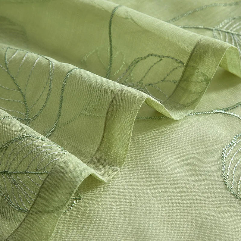 Modern simple embroidery curtain shading blackout curtain fabric vertical curtains for the living room