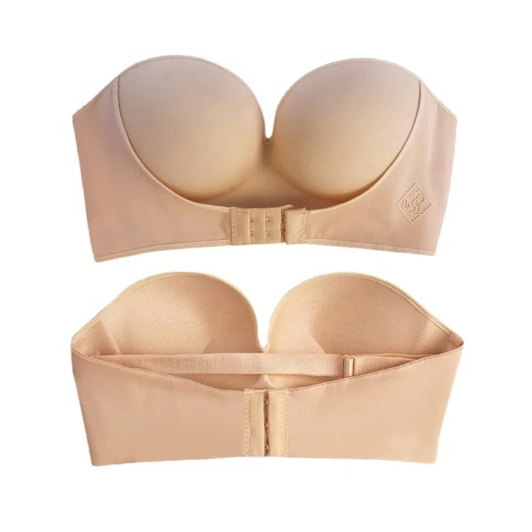 Drop Shipping Ladies Seamless Invisible Front Buckle Bras Push Up Strapless Backless Bra