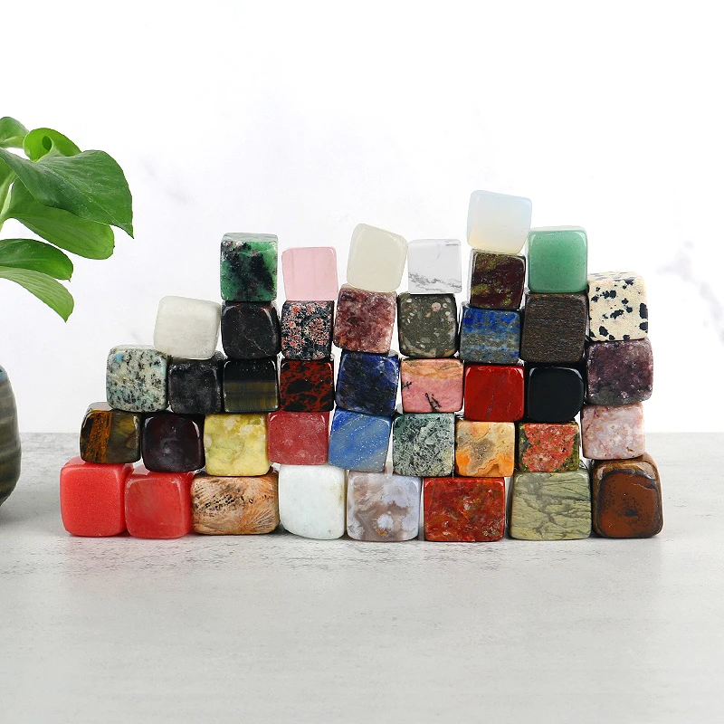 New Arrival Gemstone  fengshui Crystal Polished Tumbled wine coffee ice set Cube Stone