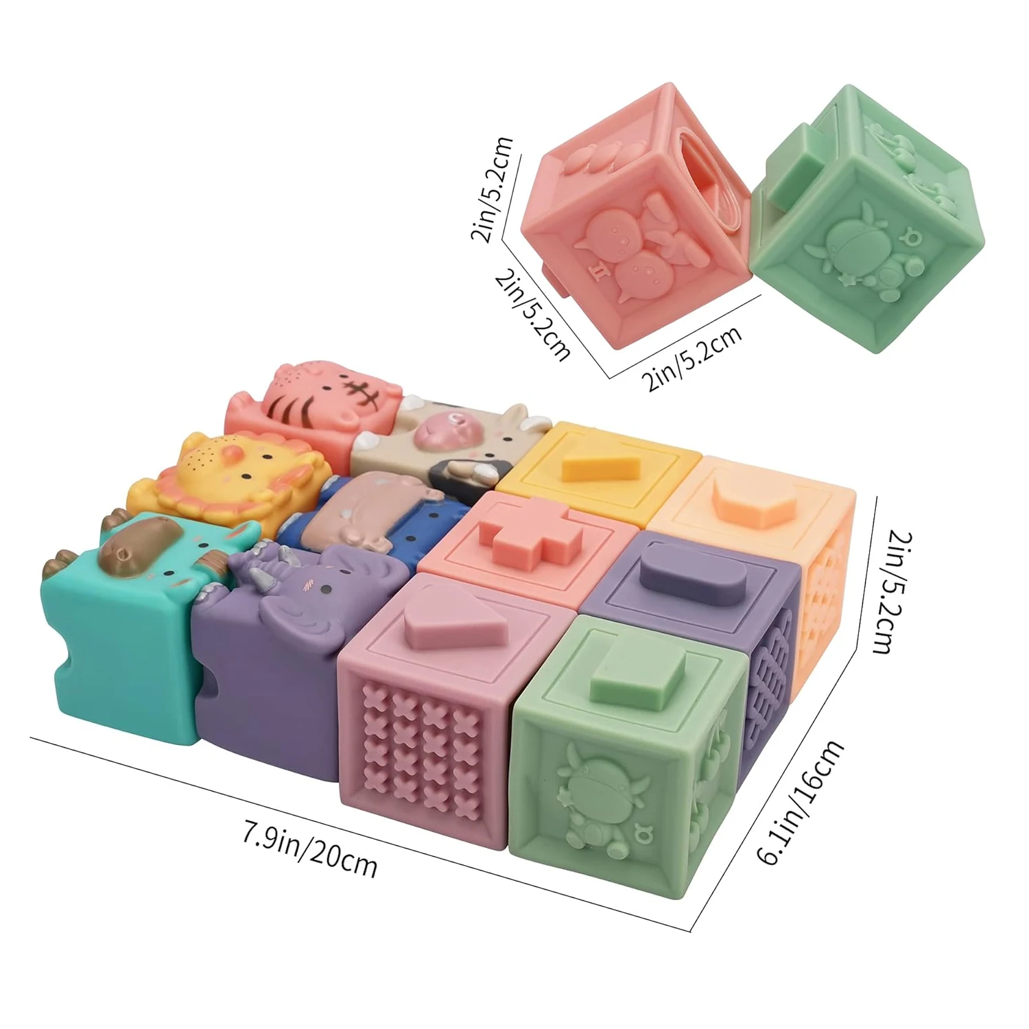 Экологически чистые детские силиконовые штабелировые блоки, строительные мягкие животные, математические детские развивающие игрушки для детей