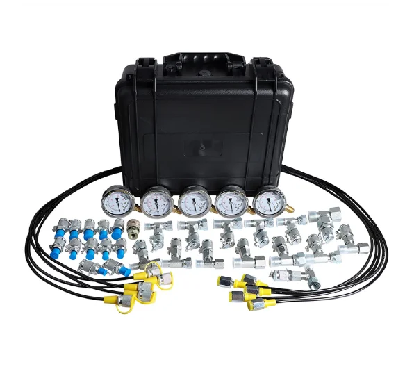 Hydraulic Pressure Test Kit with 5 Gauges 5 Test Hoses 13 Couplings and 14 Tee Connectors Pressure Gauge Kit Test Kit for CAT/CA