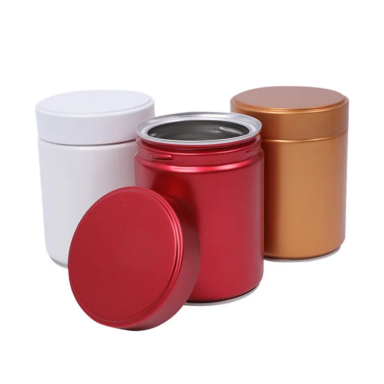 Large Stock Tea Tins Tinplate 73mm Candy Coffee Beans Matcha Powder Loose Tea Tin Can With Aluminium Seal Film