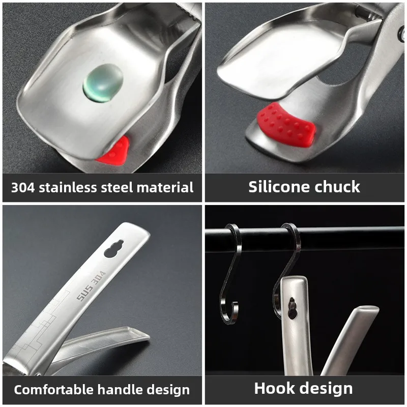 Stainless Steel Anti-Scald Gripper for Deep Pan Pizza Bowls Oven Dish Tray Pot Clip Utensil