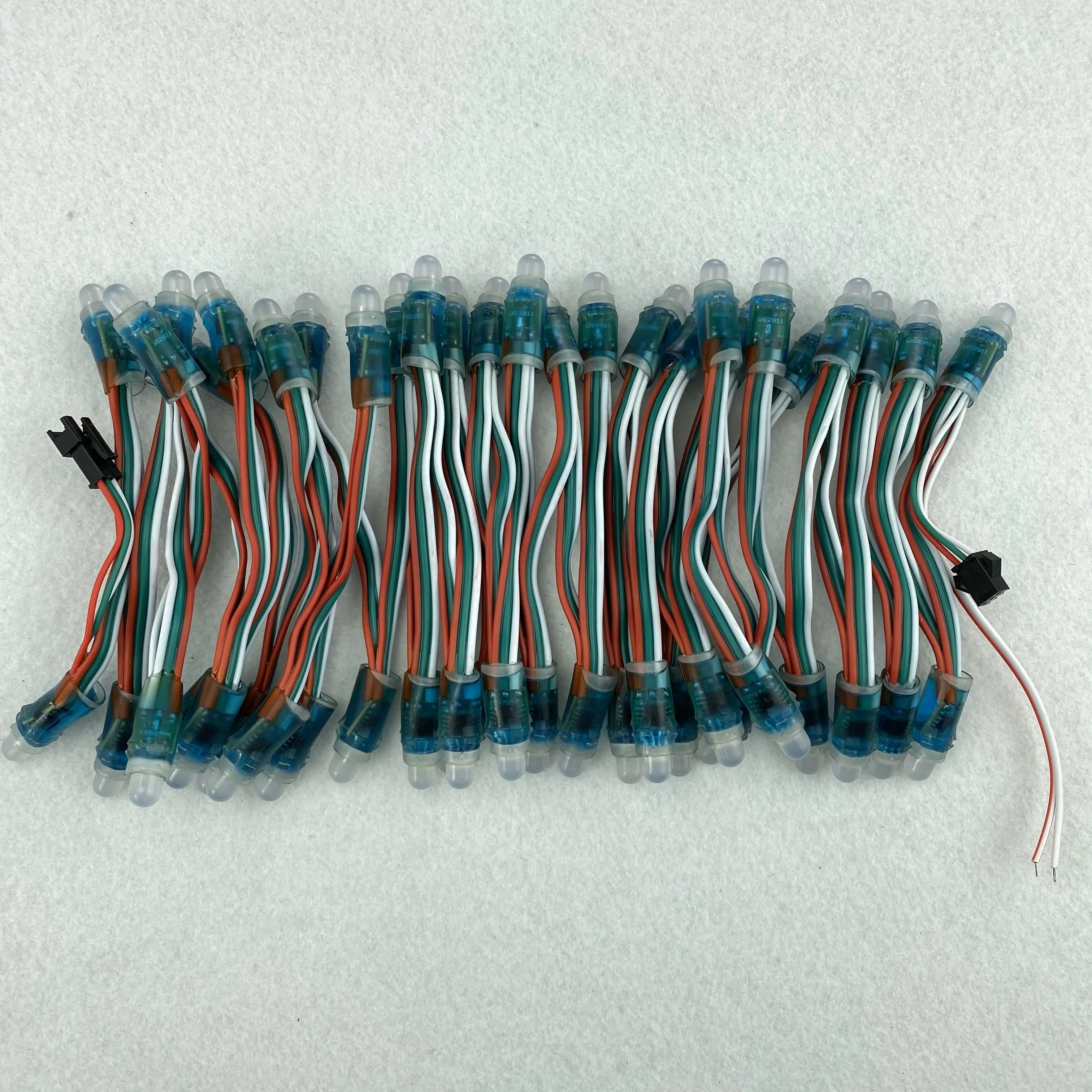 DC5V 50nodes/string 3inches(7.6cm) spacing WS2811 addreable LED pixel string light,IP68;RGB full color;24AWG wire