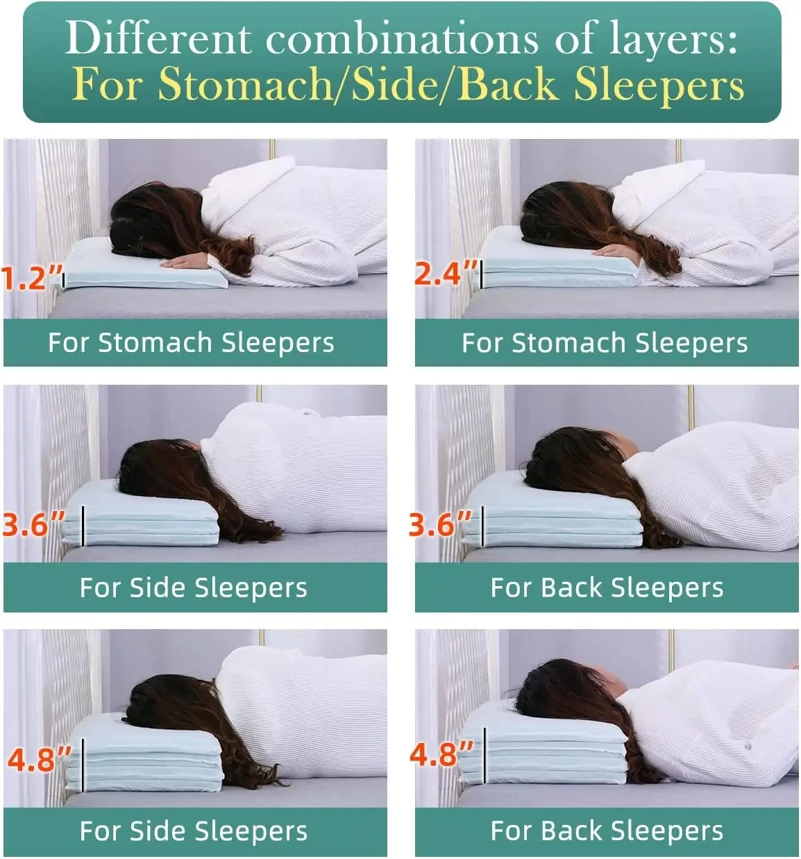 Adjustable Memory Foam Pillow Cervical Pillow for Neck Pain Four Layers Pillow to Customize Your Own