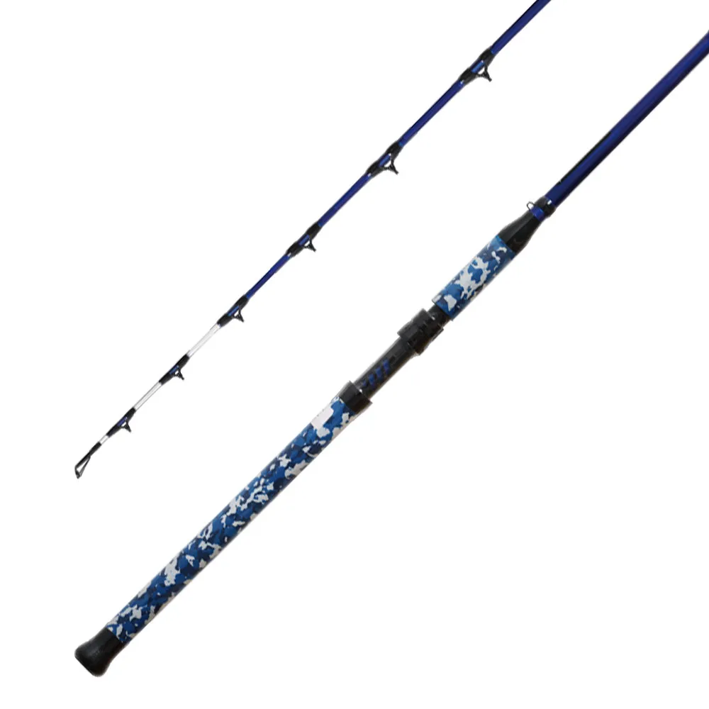 CFR012 76 foot 1pc MH fiberglass blank black stainless steel guides heavy catfishing rods with camouflage handle