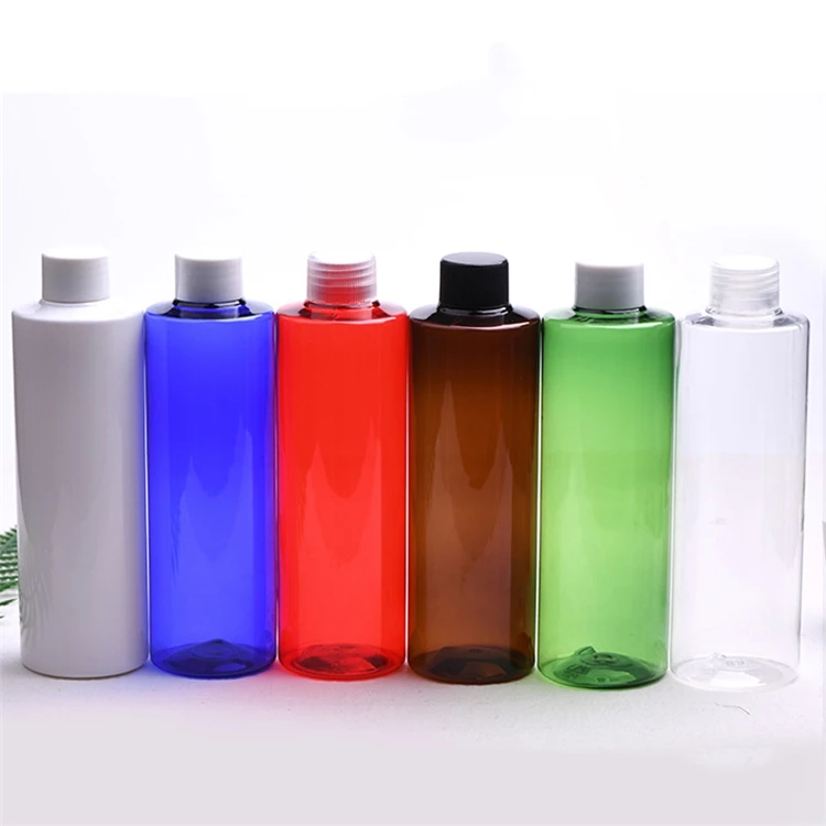 IBELONG 250ml Blue White Amber Clear Green Black Red Cylinder PET Plastic Body Wash Bottle 250 ml For Lotion with Screw Cap