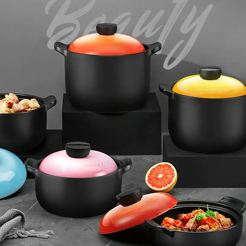 Ceramic Casserole Clay Cooking Kitchen Soup Food Warmer Cookware Home Hot Pot Casseroles With Lid