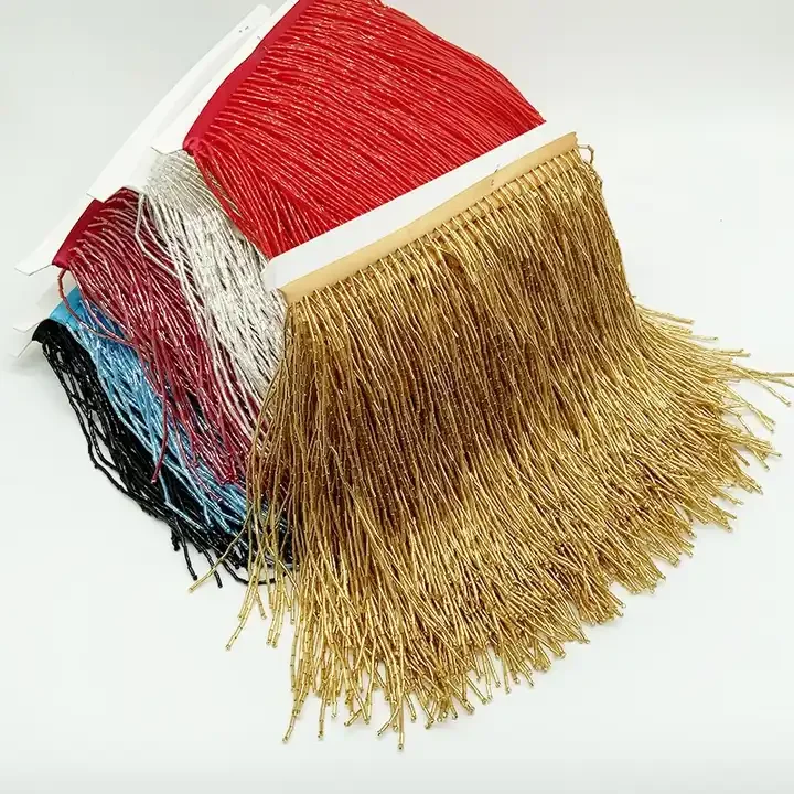 Wholesale 15cm Handmade Delicate Bead Fringe Trim Crystal Beaded Dress Tassel Fringe