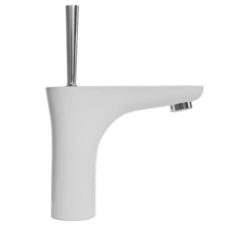 All copper basin faucet  tabletop basin hot and cold faucet single hole rocker type white chrome bath & shower faucets