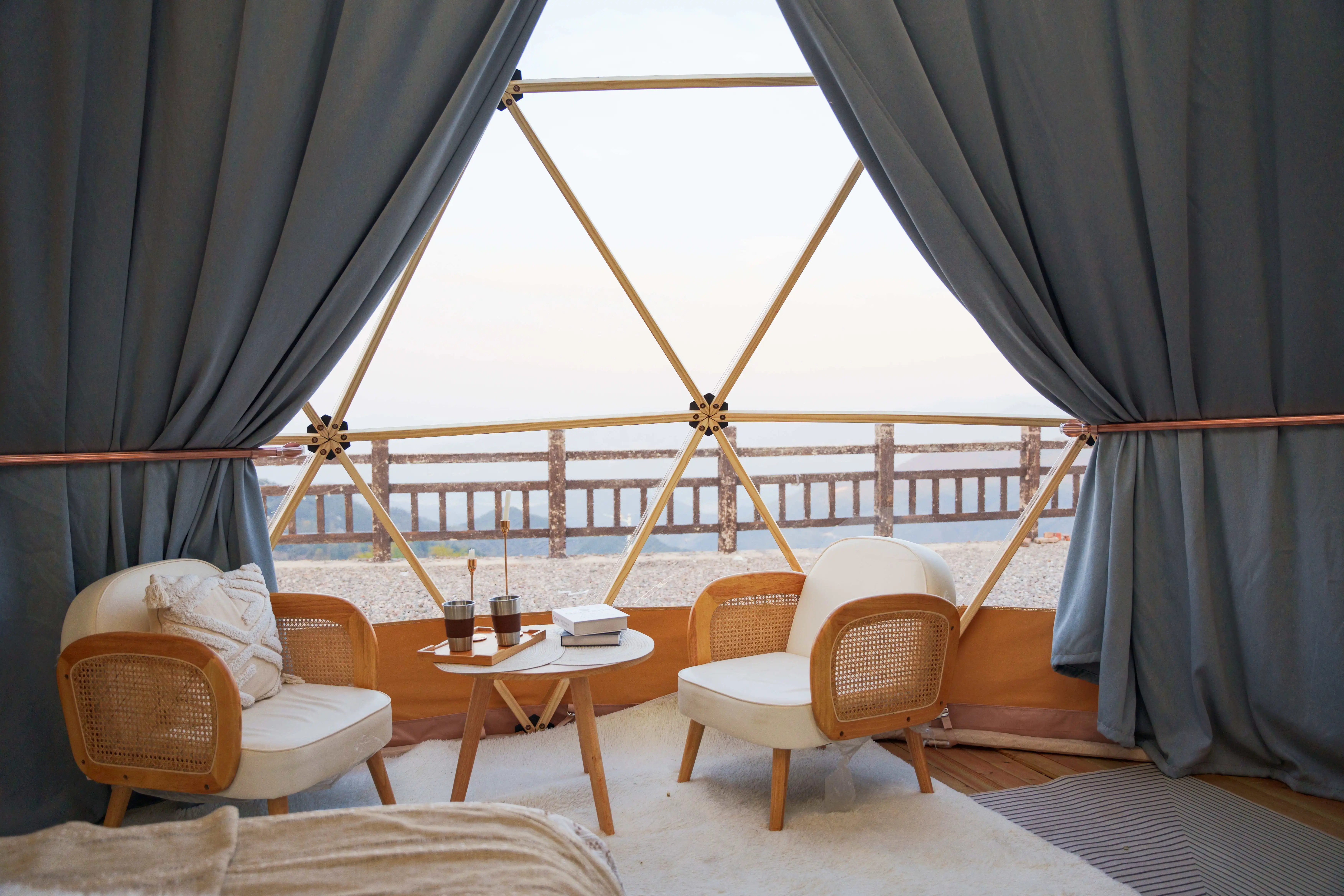 Customized geo dome tent dome party glamping 10m geodesic dome tent with wooden floor