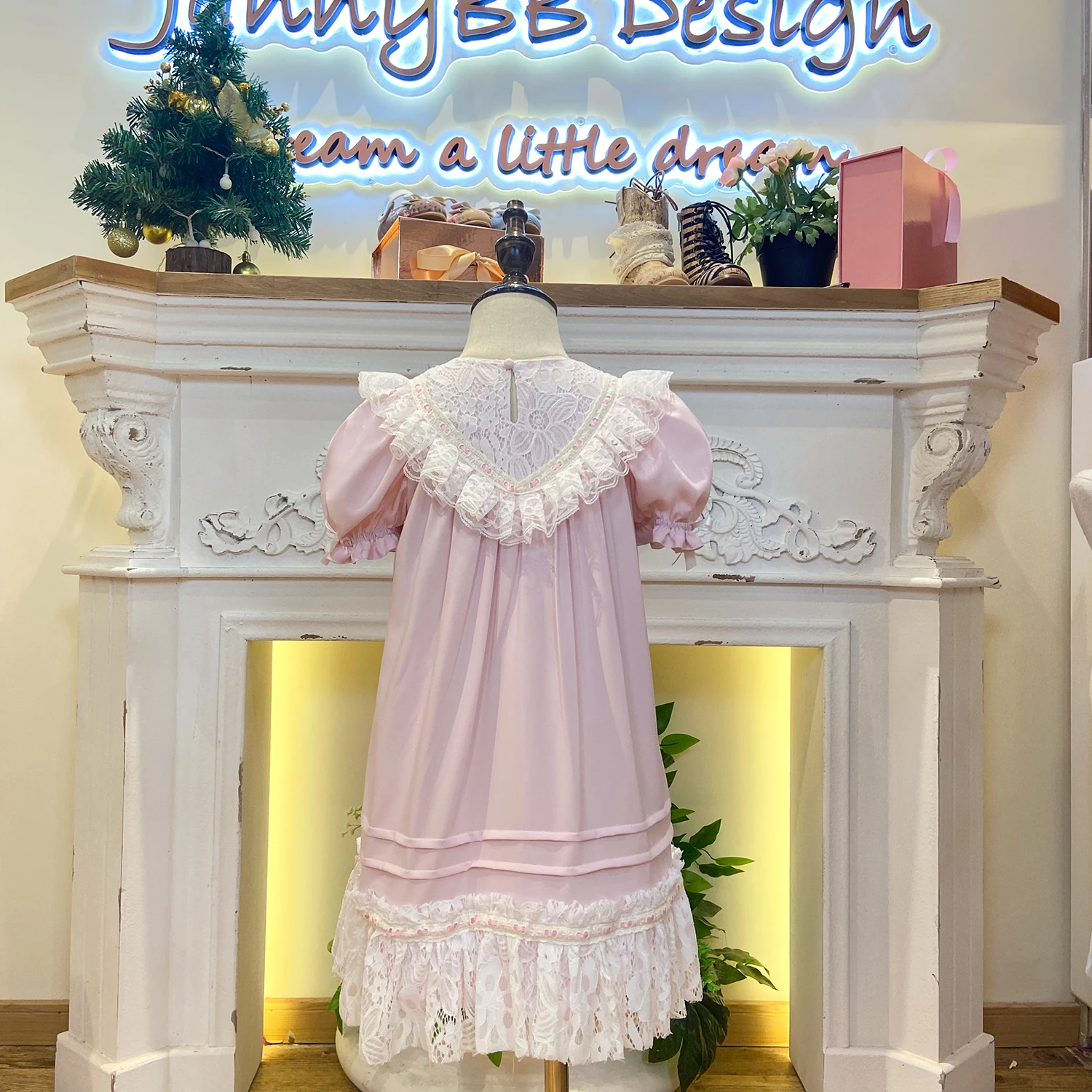 heirloom pink dress for kids dresses 2-12 baby girl lace Sailor Collar heirloom dresses girls