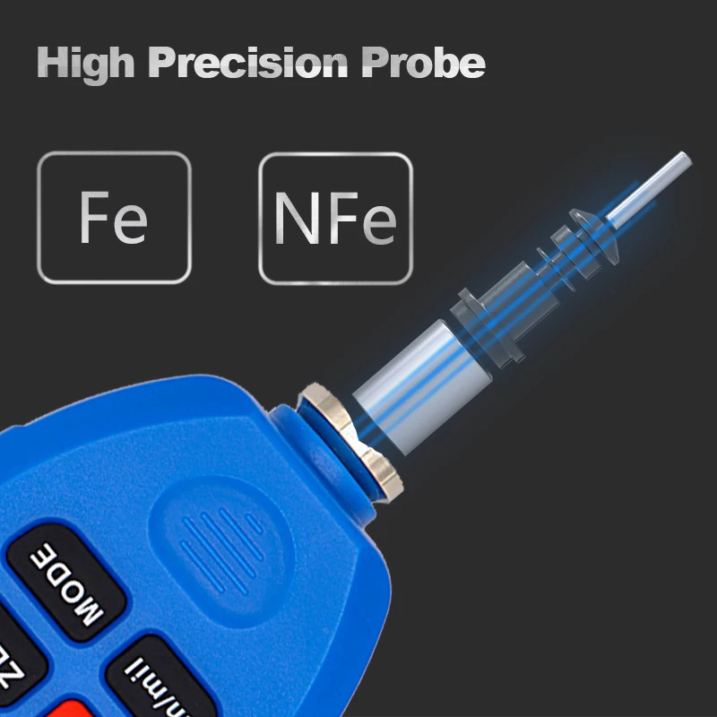 R&D TC100 Car Paint Tool Coating Thickness Gauge for Car 0-1300 Car Paint Film Thickness Tester Measuring Auto FE/NFE Blue