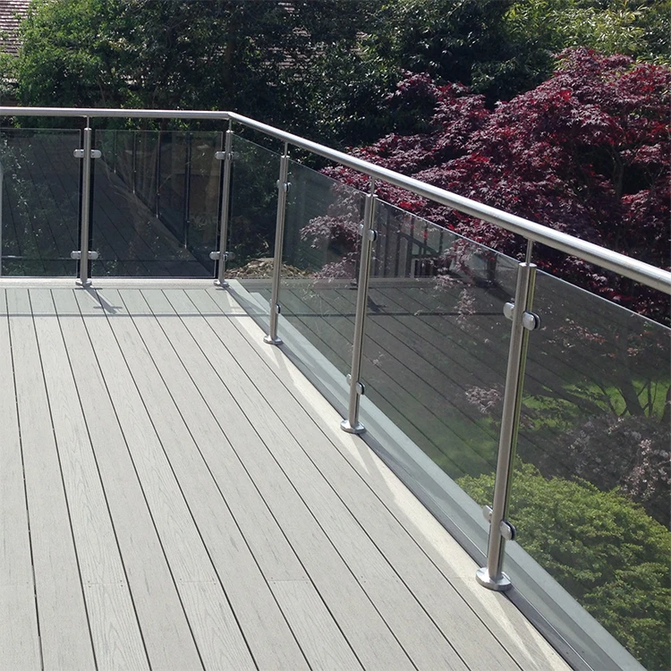 Interior exterior stair railing safety clear glass railing with poles
