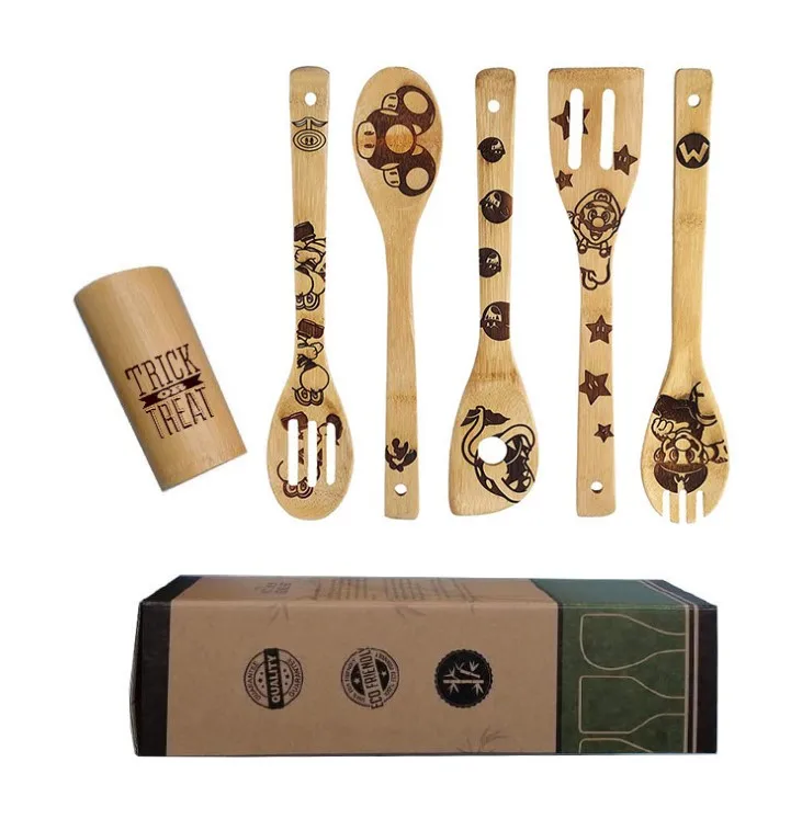 6-piece Bamboo Utensil Set Premium Quality Housewarming Gifts Wooden Utensils For Everyday Use