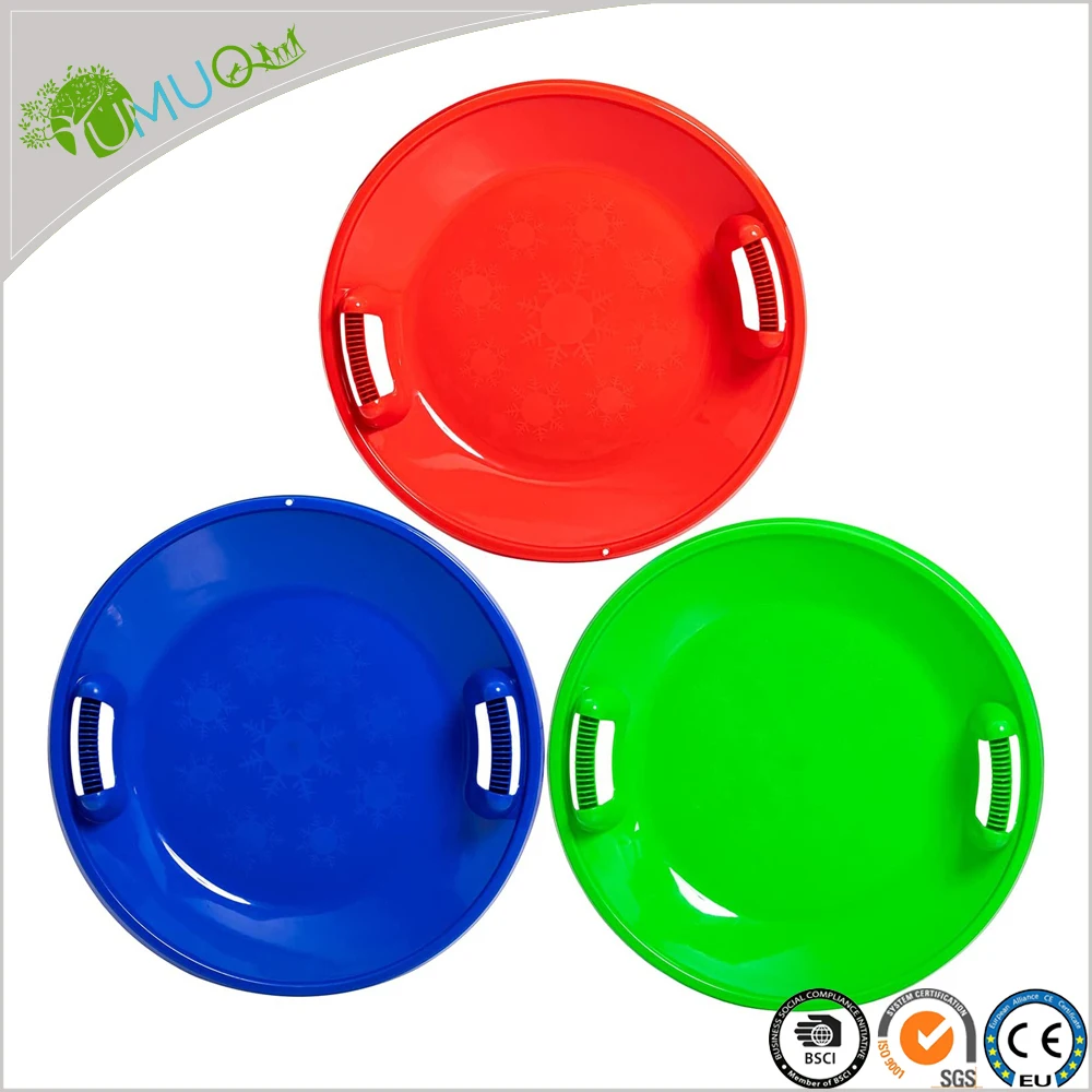 YumuQ Winter Sport Plastic Circle Light Weight UFO Snow Plate Sleigh Sled for Children Kids Adults