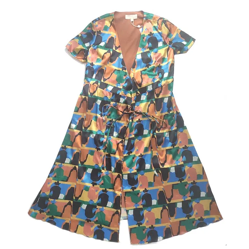 Summer hot sale custom printed silk satin dress