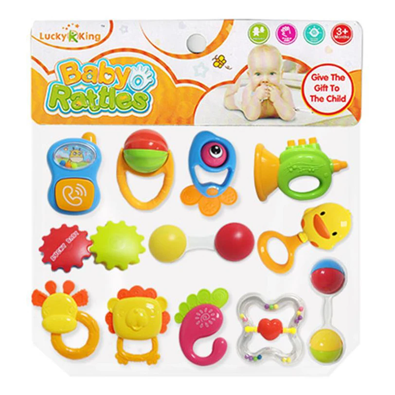 12PCS Educational Rattle Toys Plastic for Babies Small Rattl Set Children Baby Rattles