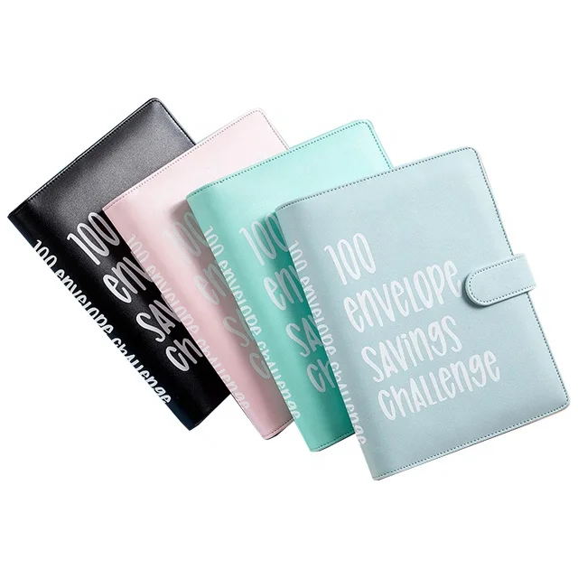 New Type PU Budget Cash Planner Loose Leaf Notebook A5 Agendas 100 Envelope Saving Challenge Budget Binder