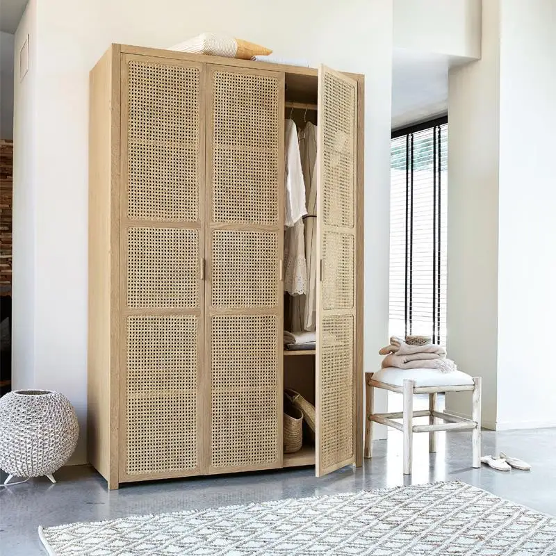 Скандинавская деревянная подвесная койка dreamреалистичного дизайна в японском стиле из ротанга, 3 двери, шкаф для домашнего хранения, большой подвесной шкаф