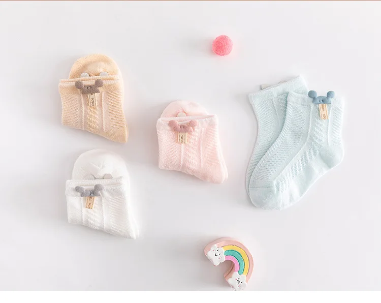 Hot selling mesh breathable kids baby socks summer cotton cartoon cute animal infant short tabi comfy solid color toddlers socks