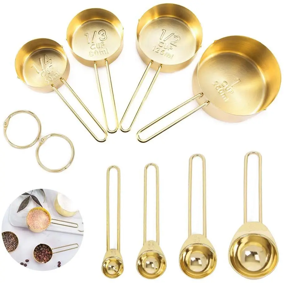 KLP Coffee Measuring Cups and Spoons Stainless Steel Kitchen