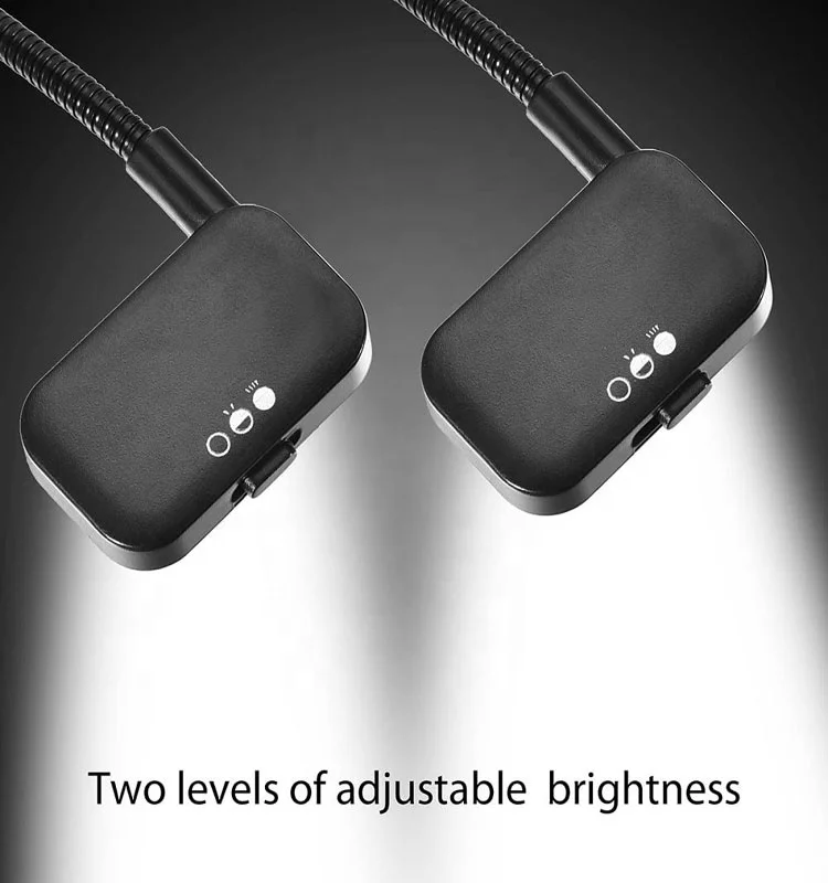 Book Light Clip-On LED Reading Light Flexible Neck with 2 Levels of Lumen Intensity for Nook, eBook Readers