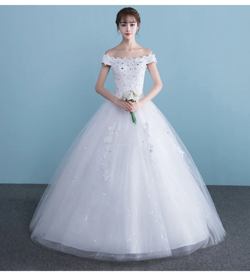 Elegant wedding dress off the shoulder four season polyester 2023 net fabric for wedding dress design