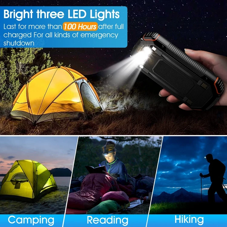 Waterproof Foldable Solar Power Bank Phone Usb Mobile Charger  With Flashlight Solar Panel For Mobile  2022 New