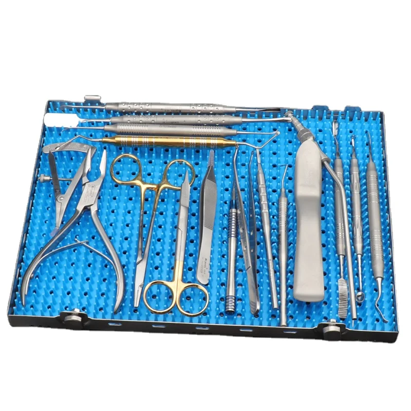 Basic Dental Kit Set 18pcs Oral Surgery Tools Tweezers Probe  Forceps Scaler Retractors  Dental Implant Instrument
