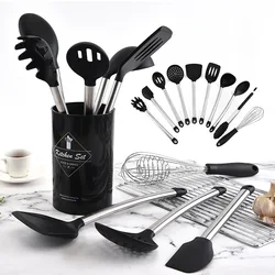 Amazon best selling products 2019 in usa cooking tools stainless steel silicone kitchen utensil set 10pcs with holder gift box