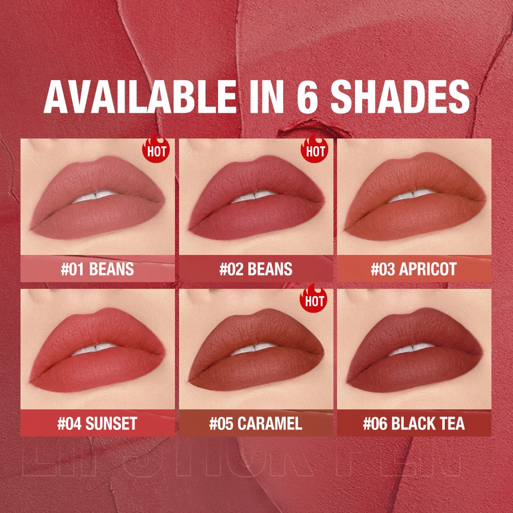 O.TWO.O New Arrival 6 Colors Velvet Matte Lipsticks Pen Cosmetic Waterproof Long Lasting Red Lip Stick Makeup Lip Tint Pen