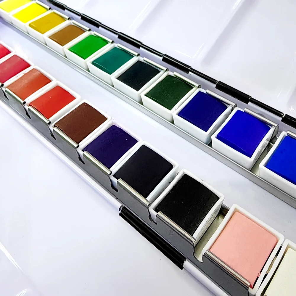 Hot High Quality 24 Colors Solid Watercolor Painting Water Color Paint Set In Tin Box