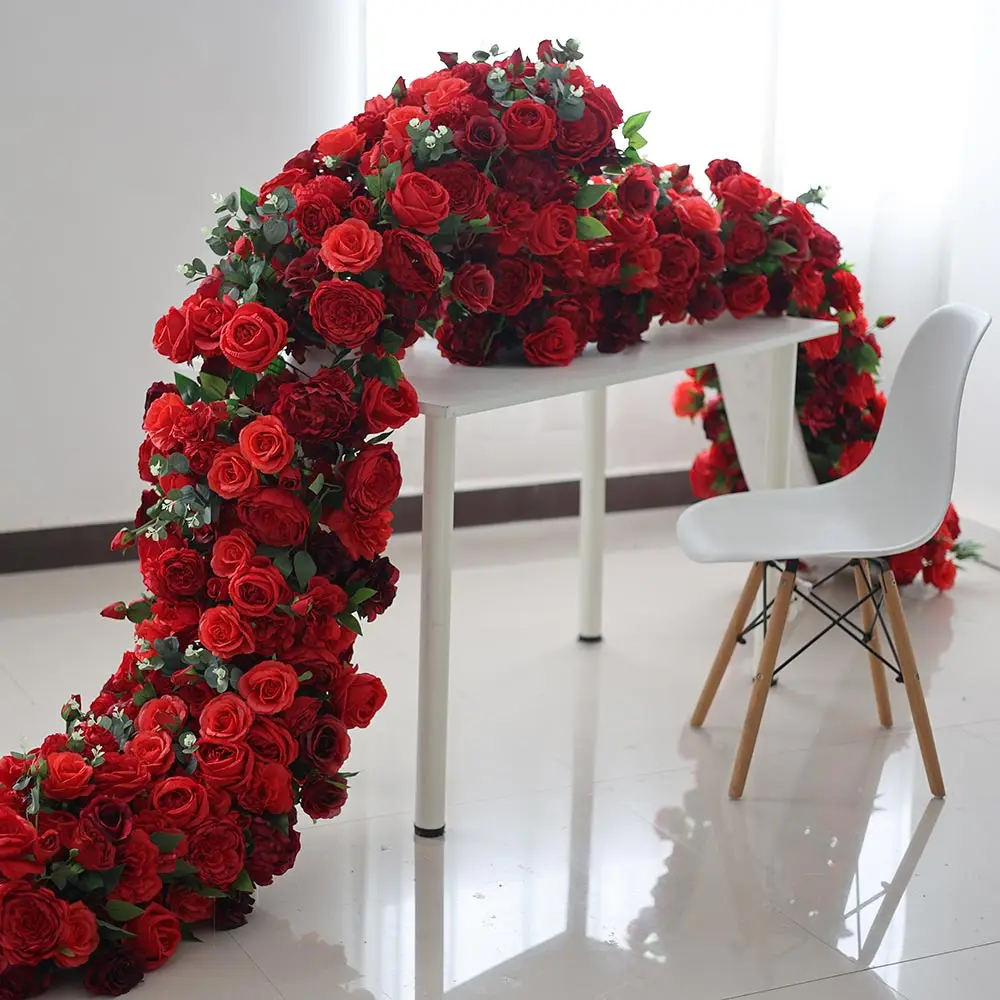 Hot sale  table centerpiece flowers runner floral arch artificial flower table row wedding arch flower