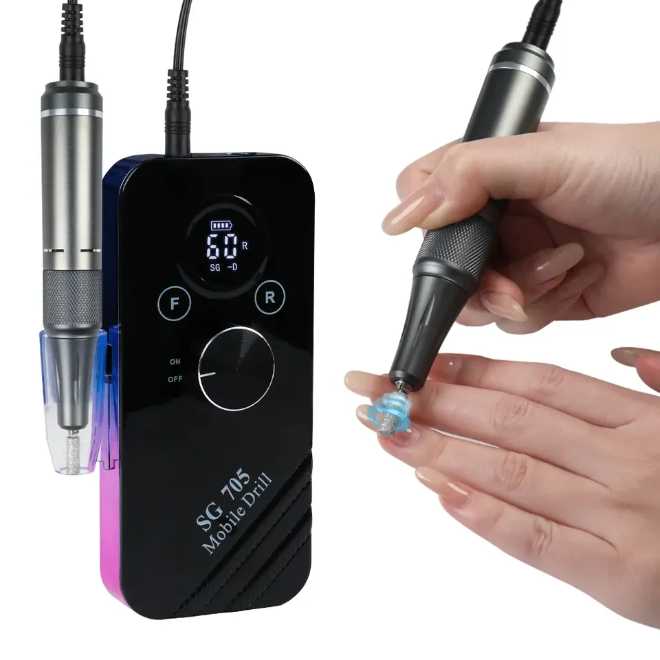 2023 New Portable Nail Drill Milling Machine Private Label 35000RPM Rechargeable Nail Drill Machine With HD LCD Display